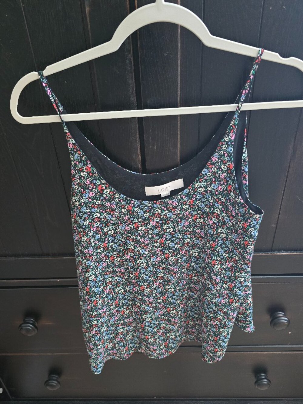 LOFT Sheer Lined Floral Print Spaghetti Strap Tank Too Cami Blouse Women's Small